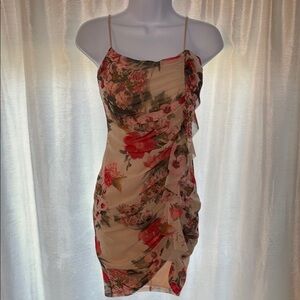 Charlotte Russe Soze S - Pink/Green Floral Mini Dress